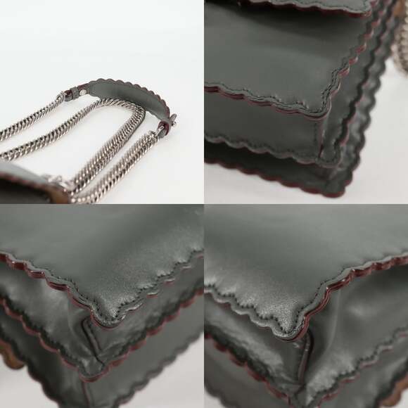 FENDI Chain Shoulder Bag Leather Gray Silver - Picture 11 of 12